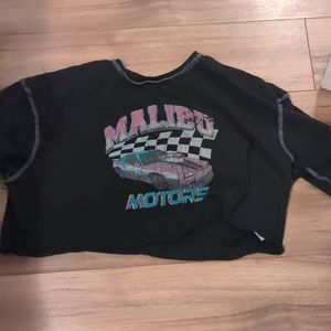 Black graphic crop top